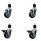 Service Caster 3.5'' Thermoplastic Rubber Wheel Swivel 1-7/8'' Expanding Stem Caster Set 2 Brakes, 4PK SCC-EX20S3514-TPRB-2-PLB-2-178 - alternate 1